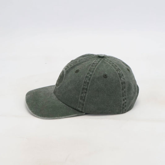 OneFaze Heritage Washed Cap in Olive Green, side view