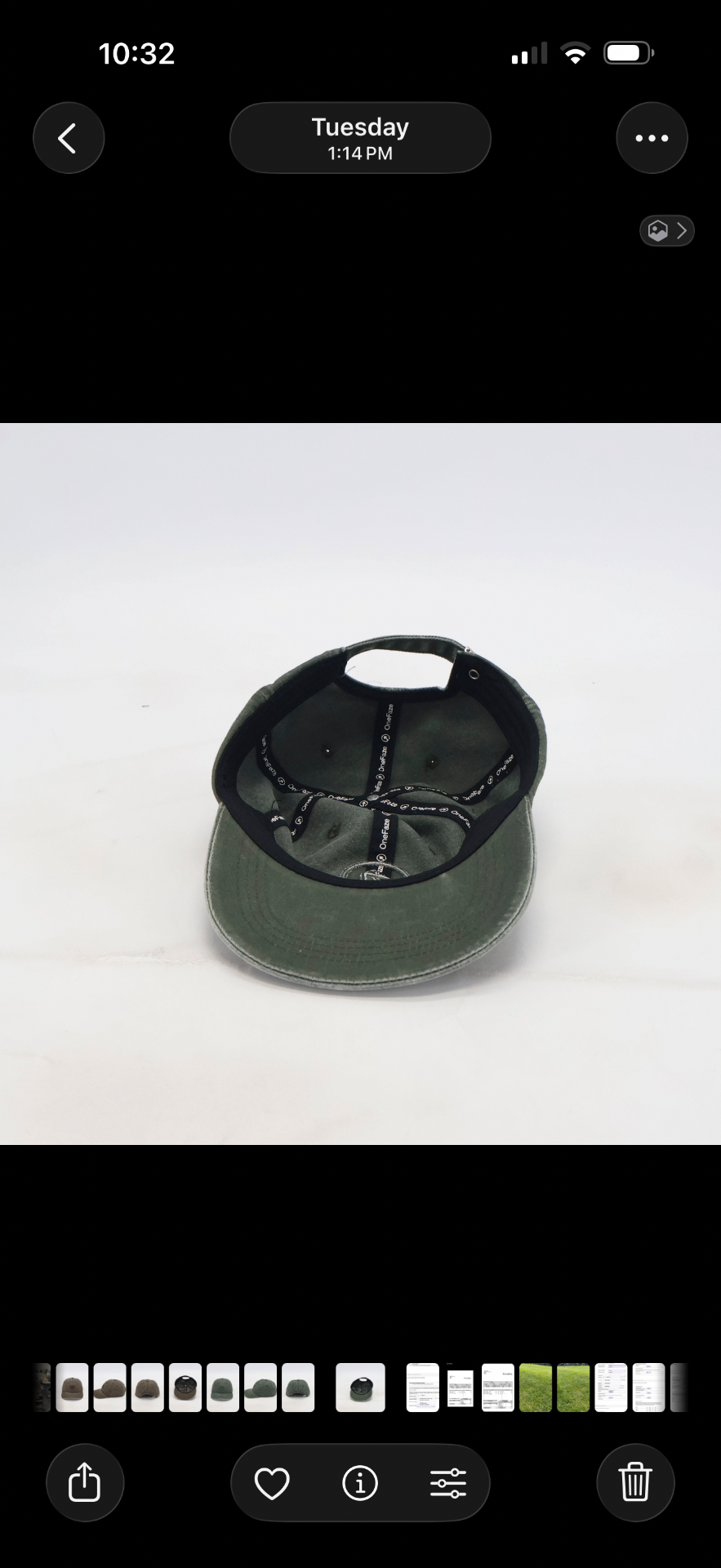 OneFaze Heritage Washed Cap Olive Green – inside