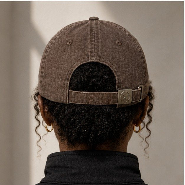 OneFaze Heritage Washed Cap Brown — worn by a model, back